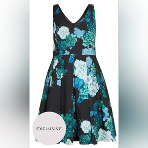 City Chic Hydrangea Fit & Flare Dress